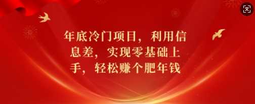 年底冷门项目，利用信息差，实现零基础上手，轻松赚个肥年钱【揭秘】-网赚联盟