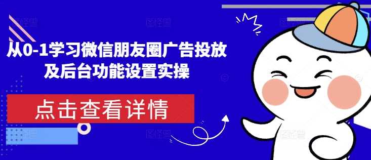 从0-1学习微信朋友圈广告投放及后台功能设置实操-网赚联盟