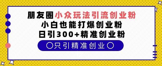 朋友圈小众玩法引流创业粉，小白也能打爆创业粉，日引300+精准创业粉【揭秘】-网赚联盟
