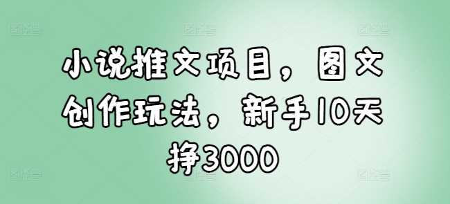 小说推文项目，图文创作玩法，新手10天挣3000-网赚联盟