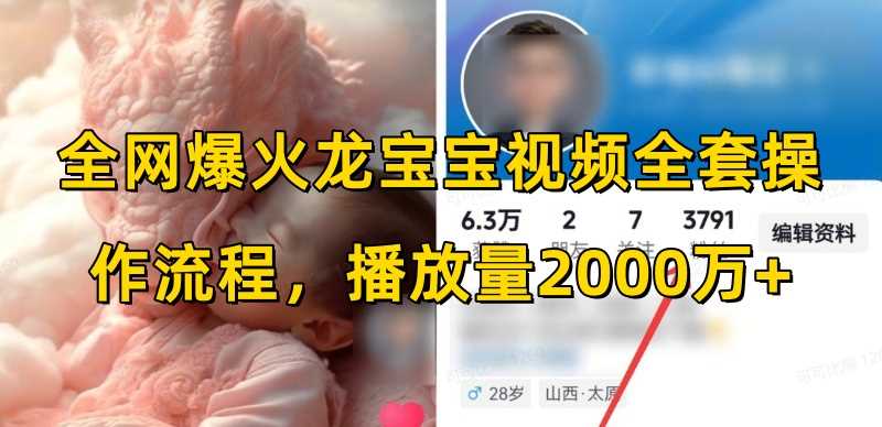 全网爆火龙宝宝视频全套操作流程，播放量2000万+-网赚联盟