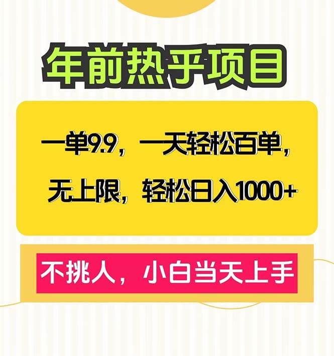（13795期）一单9.9，一天百单无上限，不挑人，小白当天上手，轻松日入1000+-网赚联盟