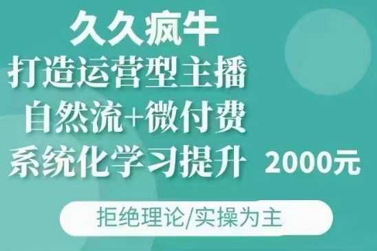 久久疯牛·自然流+微付费(12月23更新)打造运营型主播，包11月+12月-网赚联盟