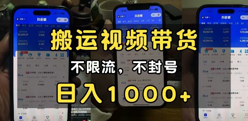 小白必看搬运视频带货玩法，不限流，不封号，纯自然流，日入1000+-网赚联盟