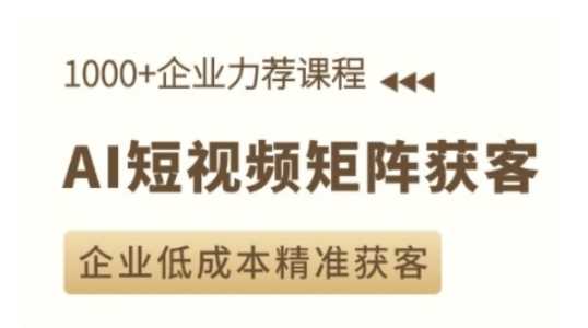 AI短视频矩阵获客实操课，企业低成本精准获客-网赚联盟
