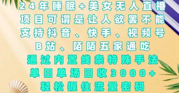 2024年睡眠+美女无人直播，通过内置线条特殊手法，单场日收3k+，轻松握住流量密码【揭秘】-网赚联盟