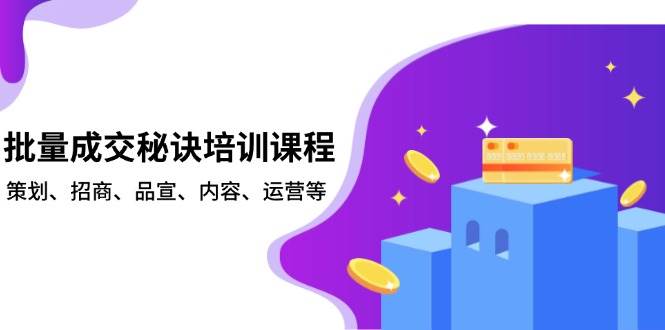 （13908期）批量成交秘诀培训课程，策划、招商、品宣、内容、运营等-网赚联盟