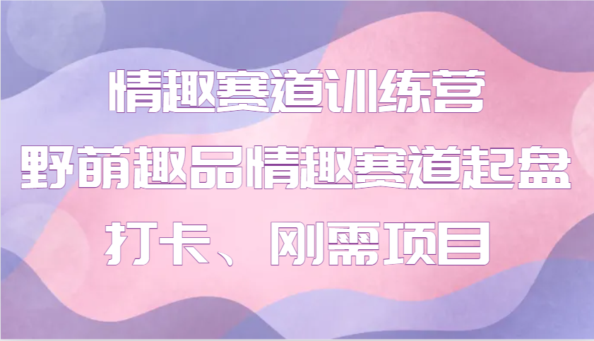 情趣赛道训练营 野萌趣品情趣赛道起盘打卡、刚需项目-网赚联盟
