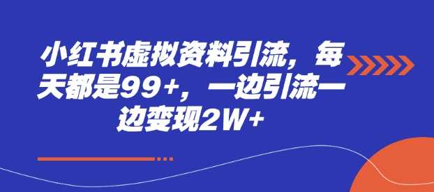 小红书虚拟资料引流，每天都是99+，一边引流一边变现2W+-网赚联盟