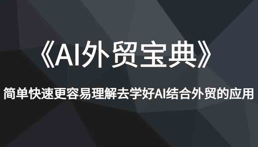 《AI外贸宝典》简单快速更容易理解去学好AI结合外贸的应用-网赚联盟