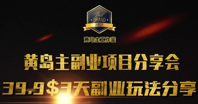 黄岛主副业分享会1期：3天3个副业玩法，速度上车-网赚联盟