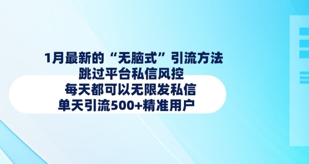 1月最新的无脑式引流方法，跳过平台私信风控，每天都可以无限发私信，单天引流500+精准用户-网赚联盟