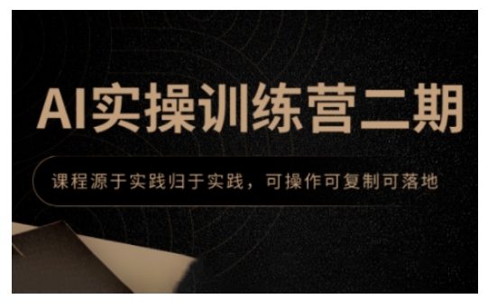 AI实操训练营二期，课程源于实践归于实践，可操作可复制可落地-网赚联盟