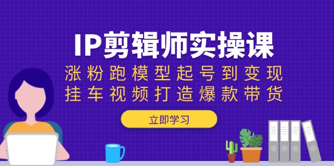 IP剪辑师实操课：涨粉跑模型起号到变现，挂车视频打造爆款带货-网赚联盟