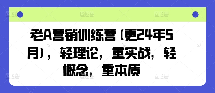老A营销训练营(更25年1月)，轻理论，重实战，轻概念，重本质-网赚联盟