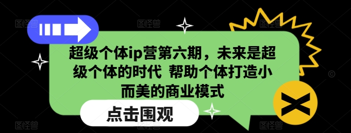 超级个体ip营第六期，未来是超级个体的时代  帮助个体打造小而美的商业模式-网赚联盟