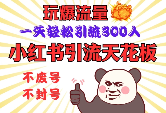 小红书引流天花板，玩爆流量，一天轻松引流300人，安全操作-网赚联盟