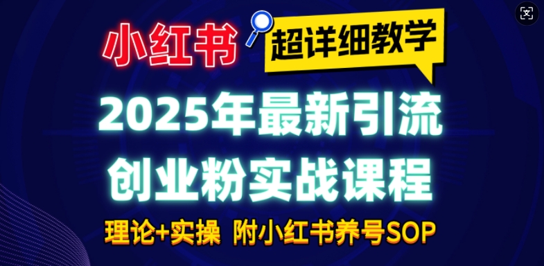 2025年最新小红书引流创业粉实战课程【超详细教学】小白轻松上手，月入1W+，附小红书养号SOP-网赚联盟