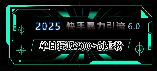 2025年快手6.0保姆级教程震撼来袭，单日狂吸300+精准创业粉-网赚联盟