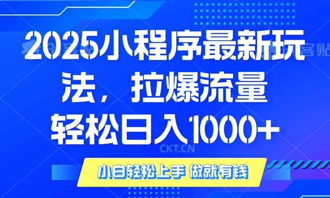2025年小程序最新玩法，流量直接拉爆，单日稳定变现1000+-网赚联盟