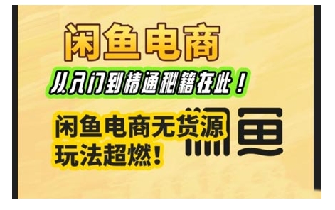 闲鱼电商实战课，从入门到精通秘籍在此，闲鱼电商无货源玩法超燃!-网赚联盟