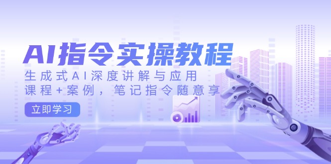AI指令实操教程，生成式AI深度讲解与应用，课程+案例，笔记指令随意享-网赚联盟