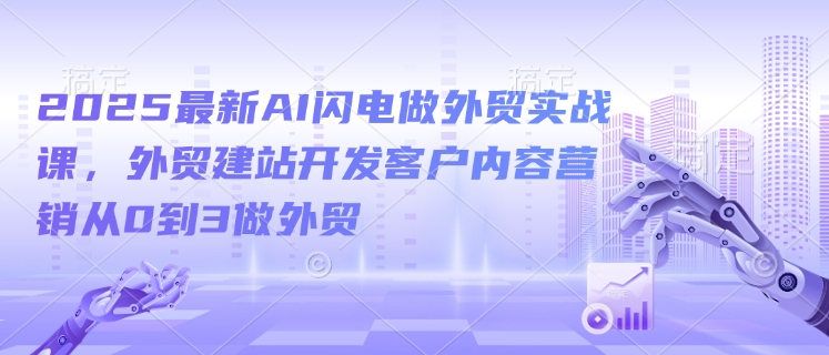 2025最新AI闪电做外贸实战课，外贸建站开发客户内容营销从0到3做外贸-网赚联盟