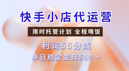 快手小店代运营，限时托管计划，收益55分，单日稳定变现多张【揭秘】-网赚联盟