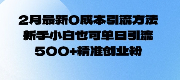 2月最新0成本引流方法，新手小白也可单日引流500+精准创业粉-网赚联盟