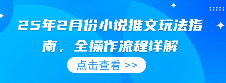 25年2月份小说推文玩法指南，全操作流程详解-网赚联盟