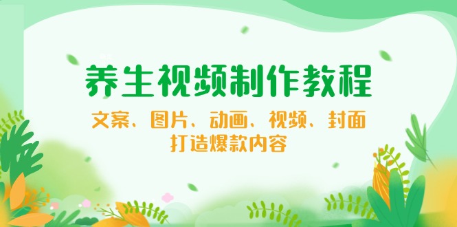 养生视频制作教程，文案、图片、动画、视频、封面，打造爆款内容-网赚联盟