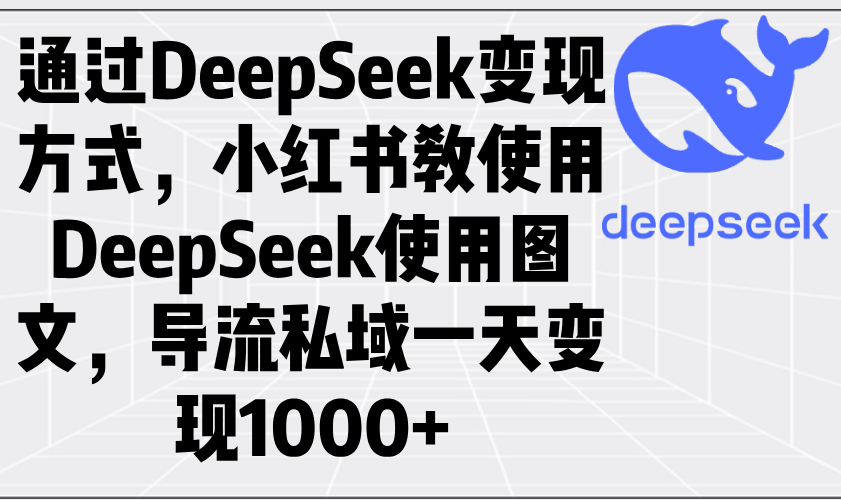 通过DeepSeek变现方式，小红书教使用DeepSeek图文，导流私域一天变现1000+-网赚联盟