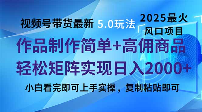 视频号带货最新5.0玩法，作品制作简单，当天起号，复制粘贴，轻松矩阵…-网赚联盟