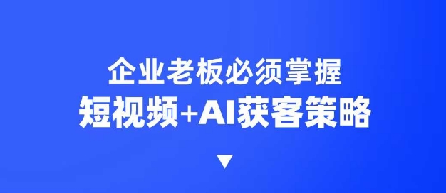 企业短视频AI获客霸屏流量课，6步短视频+AI突围法，3大霸屏抢客策略-网赚联盟