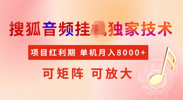 首发搜狐音频挂JI，项目红利期，可矩阵可放大，稳定月入5k【揭秘】-网赚联盟