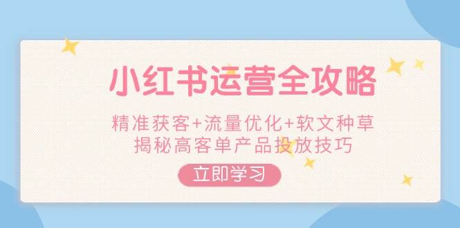小红书运营全攻略，精准获客+流量优化+软文种草，揭秘高客单产品投放技巧-网赚联盟