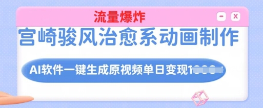 宫崎骏风治愈系动画制作，AI软件一键生成原创视频流量爆炸，单日变现多张，详细实操流程-网赚联盟