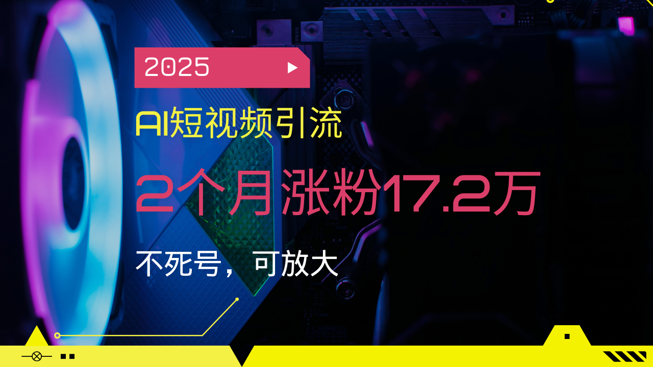 2025AI短视频引流，2个月涨粉17.2万，不死号，可放大-网赚联盟