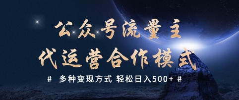 公众号流量主代运营  多种变现方式 轻松日入5张【揭秘】-网赚联盟