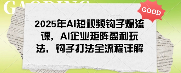 2025年AI短视频钩子爆流课，AI企业矩阵盈利玩法，钩子打法全流程详解-网赚联盟