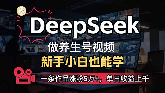 小白用DeepSeek做养生号，一条作品涨粉5万+，单日收益上千-网赚联盟
