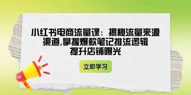 小红书电商流量课：揭秘流量来源渠道,掌握爆款笔记推流逻辑,提升店铺曝光-网赚联盟