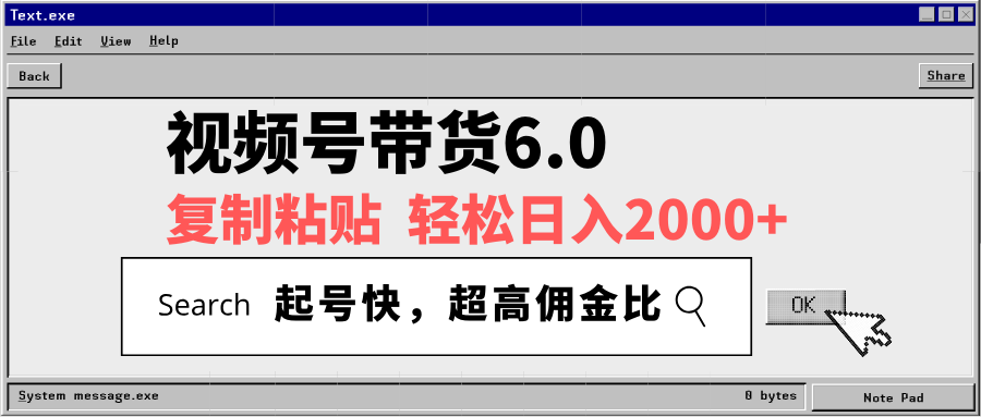视频号带货6.0，轻松日入2000+，起号快，复制粘贴即可，超高佣金比-网赚联盟