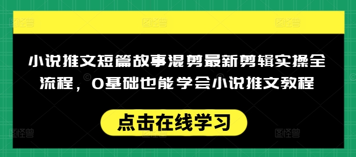 小说推文短篇故事混剪最新剪辑实操全流程，0基础也能学会小说推文教程，肯干多发日入多张-网赚联盟