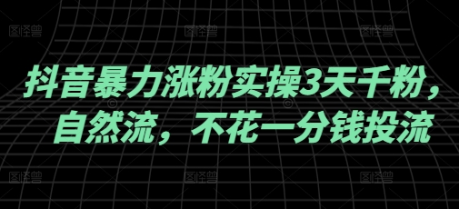 抖音暴力涨粉实操3天千粉，自然流，不花一分钱投流，实操经验分享-网赚联盟
