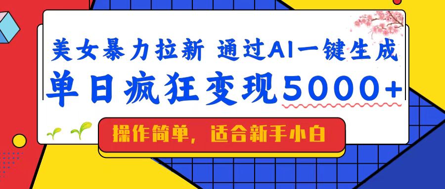 美女暴力拉新，通过AI一键生成，单日疯狂变现5000+，纯小白一学就会！-网赚联盟