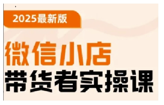 2025最新版微信小店带货者实操课，基础操作到高级运营技巧，快速上手-网赚联盟