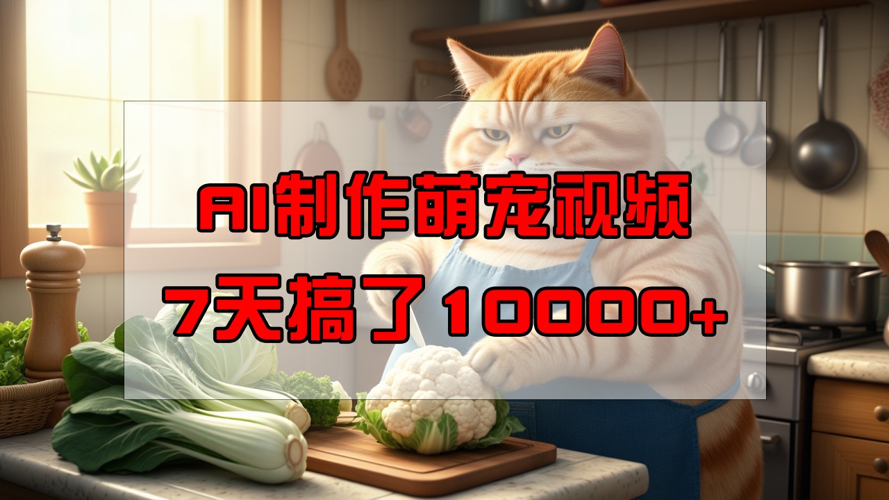 靠AI制作萌宠视频，7天搞了1万+，操作简单门槛低，有手机就行-网赚联盟