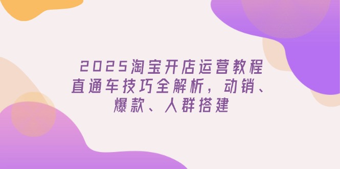 2025淘宝开店运营教程更新，直通车技巧全解析，动销、爆款、人群搭建-网赚联盟