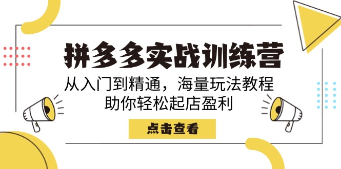 拼多多实战训练营，从入门到精通，海量玩法教程，助你轻松起店盈利-网赚联盟